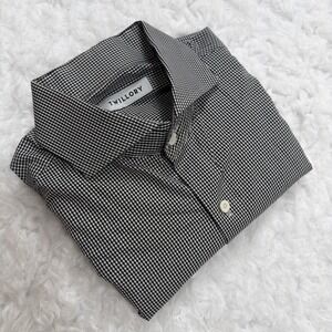 Twillory Dress Shirt Mens 16.5 Tailored Fit Gray Gingham Check Long Sleeve Slim